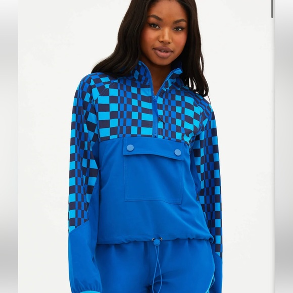 Beach Riot ATTICUS PULLOVER IMPERIAL BLUE CHECK - Picture 2 of 6